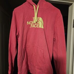 The North Face Pink Hoodie with Yellow Logo